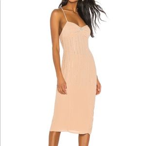 LPA Amara midi nude rhinestone dress